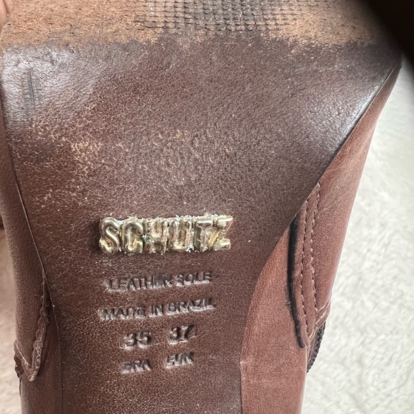 Schutz Brown Leather Ankle Boots Size 6.5/37 - Picture 7 of 7